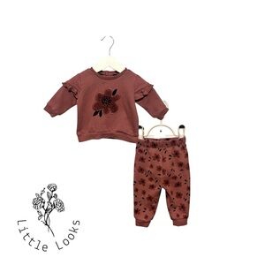 ⭐️ 5/$30 Petit Lem Baby Floral Matching Set size 6 Months